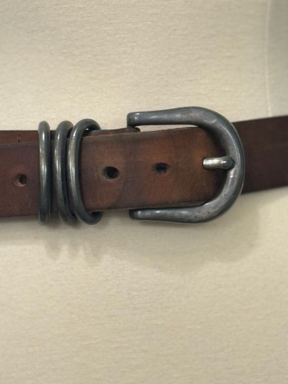 Sundance Women's Belt Brown Leather Chunky Buckle Boho Southwestern USA Size 30 - Picture 3 of 15